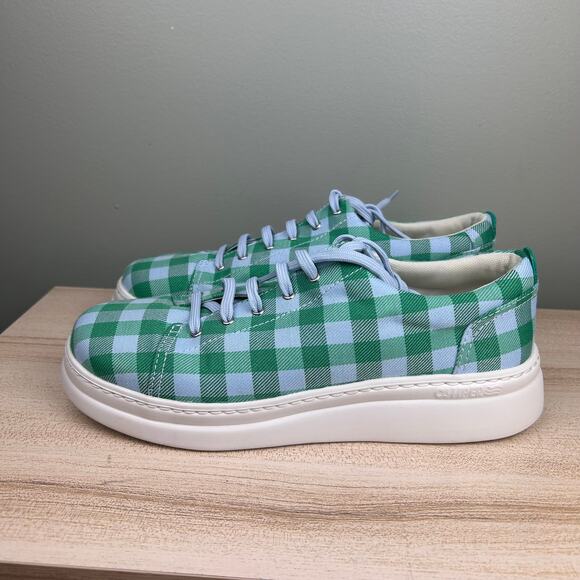 Camper Runner Up Lightweight Sneakers Blue Green Gingham Plaid size EU 40 US 9 - Picture 7 of 9